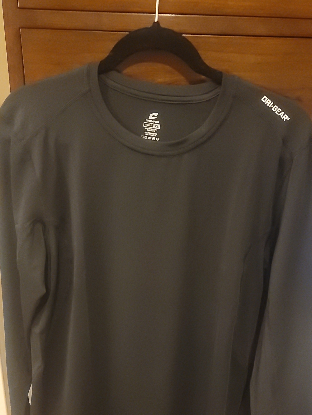 NWOT Champro DRI-GEAR T-Shirt Mens XL Black Long Sleeve Crew Neck Stretch